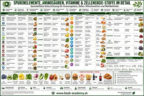 Spurenelemente - Aminosäuren, Vitamine & Zellenergie-Stoffe